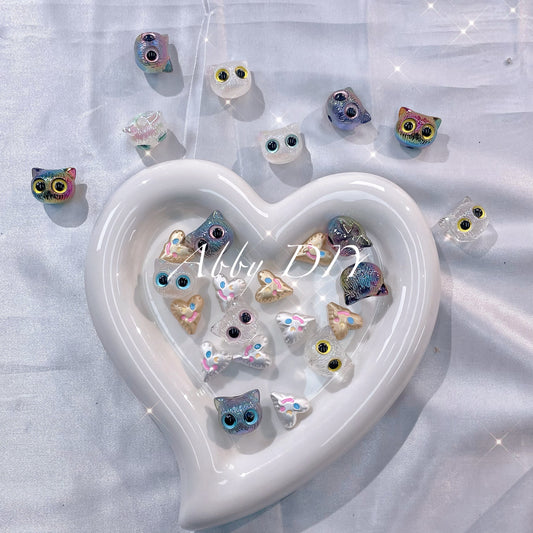 【A008】Kitten Head acrylic beads and Alloy sweetheart Heart DIY bracelet  Mobile phone chain beaded