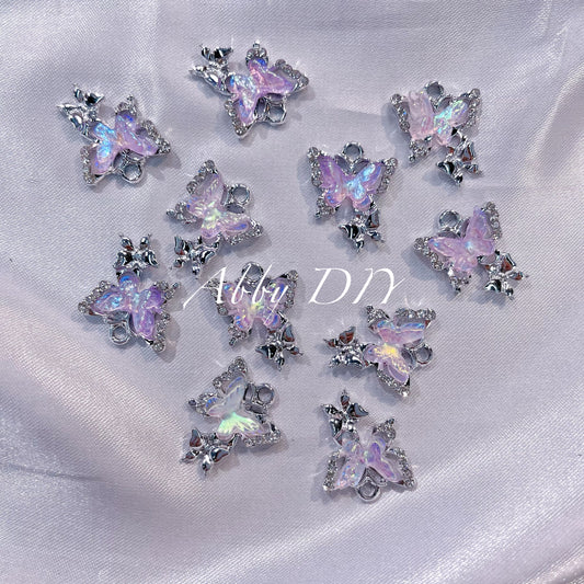 【A016】Alloy zirconium butterfly pendant diy bracelet necklace earrings pendant